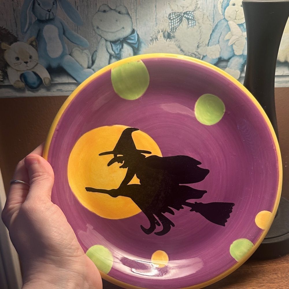 Purple Witch Halloween Plate